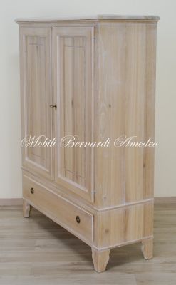 Mobile dispensa da cucina in legno massello di olmo finitura sbiancata
